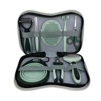 Kit de toilettage pour animaux de compagnie tout-en-un simple et portable de 9 pièces, en acier inoxydable et plastique, aspirateur, outil de suppression des poils LED, pour chiens/chats