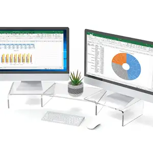 Acrylic có thể điều chỉnh màn hình kép đứng máy tính để bàn màn hình TV PC máy tính Riser 3 kệ màn hình đứng Riser với chống trượt mat