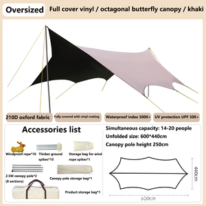 Large Space Outdoor Camping UV Resistant Waterproof Octagonal <b>Tarp</b> Tent for 5+ Person Fly Sunshade Awning - Product Image 4