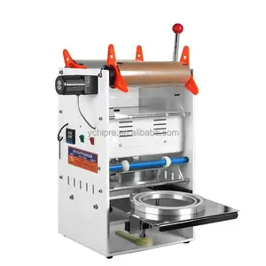 Yüksek kaliteli bir kez bardak manuel yarı otomatik yapıştırma makinesi yoğurt plastik bardak yapıştırma makinesi