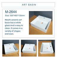 Articles sanitaires Meizhi M-2644, lavabo rectangulaire en céramique moderne pour hôtel de luxe, garantie 5 ans, sans trou pour robinet