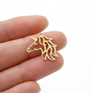 5 pz/lotto animali <span class=keywords><strong>unicorno</strong></span> in acciaio inossidabile romantici ciondoli a cavallo adorabili ciondoli per la creazione di gioielli fai da te fatti a mano - Product Image 4