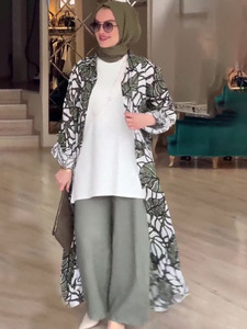 Medio-orientale arabo Dubai turco islamico musulmano stampa floreale elegante abito modesto Abayas Robe da donna Abaya <span class=keywords><strong>Hijab</strong></span> abbigliamento - Product Image 2