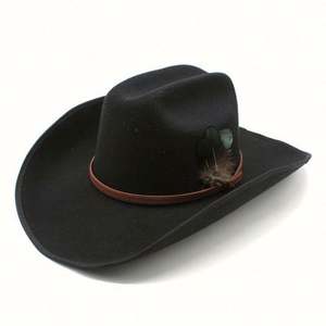 Sombrero Vaquero al por Mayor, Sombreros de Vaquero con Plumas Baratos para Hombre, Adulto, Viajes al Aire Libre, Casual, Cuatro Estaciones, Unisex - Product Image 2