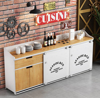 Console de restaurant rétro de grande capacité, armoire, buffet, buffet avec porte coulissante
