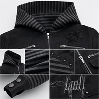 Veste streetwear pour homme personnalisée, noire, en tricot côtelé, à clous, en cuir végétalien, OEM ODM, vente en gros de vêtements d'extérieur pour homme