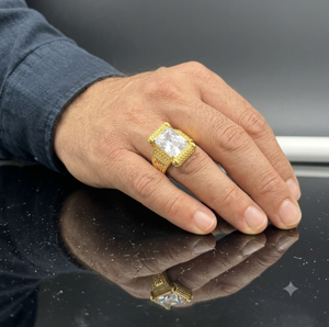 Bague pour homme plaquée or DIVYORO, inspirée des créateurs, en cuivre et laiton, bijoux classiques et élégants pour les festivals, les mariages, les fêtes et le quotidien - Product Image 4
