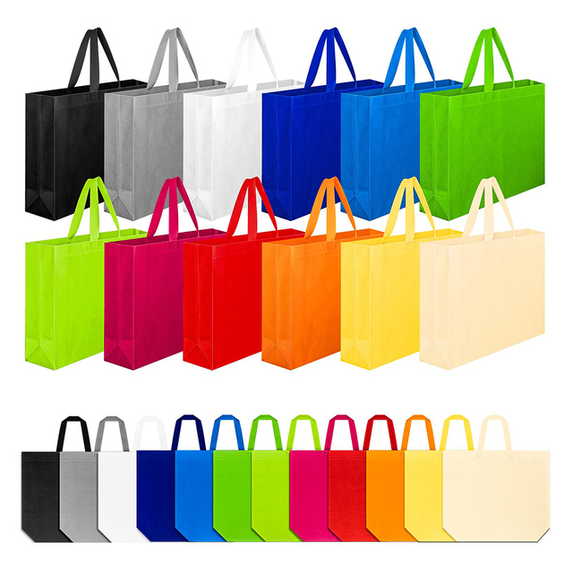 Eco Friendly Reusable Grocery Bags Colorful Non-Woven Shopping Bags Foldable Tote Bags for Supermarkets & Daily Use