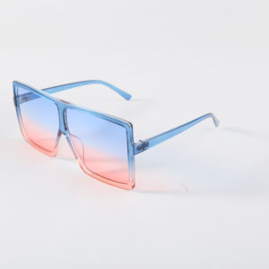 نظارات شمسية نسائية فاخرة عصرية عدسة كبيرة الحجم فاتحة زرقاء/ذهبية/بيضاء نظارات شمسية مخصصة مربعة الشكل للنساء-خفيفة الوزن - Product Image 1