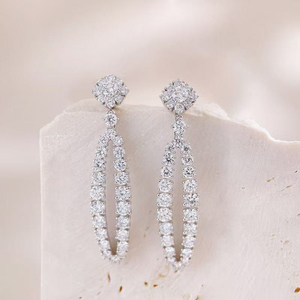 Nuevos y Opulentos Pendientes de Diamantes Cultivados en Laboratorio con Diseño de Gotas de Lluvia y Flecos, Oro Blanco de 18K, Versátiles, con Diamantes Incrustados, Refinados para Mujer - Product Image 2