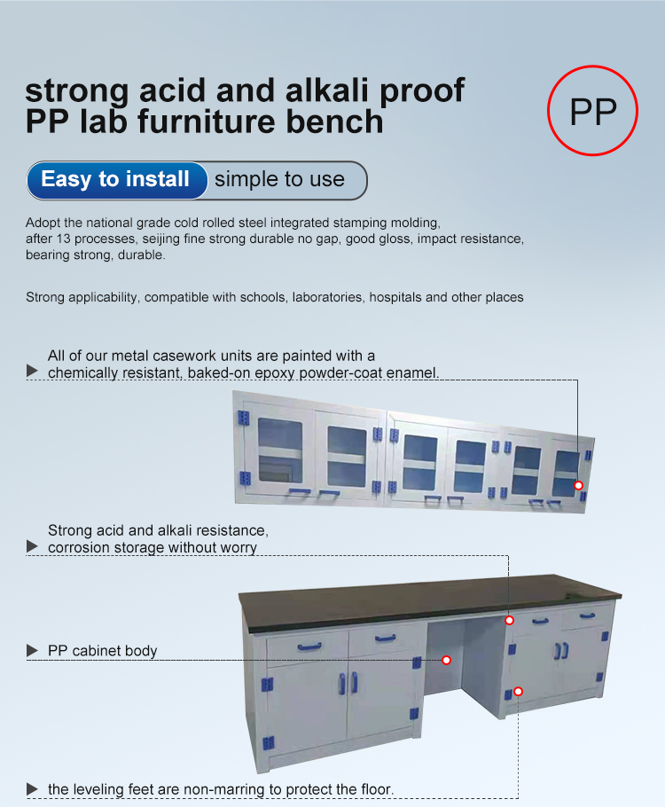 PP Materials Laboratory Wall Bench SS304 Lab Work Bench Table