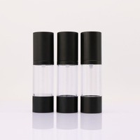 Emballage cosmétique pour crème pour les mains en plastique, flacon pompe sans air, noir mat givré, pour sérum, 10 ml-120 ml