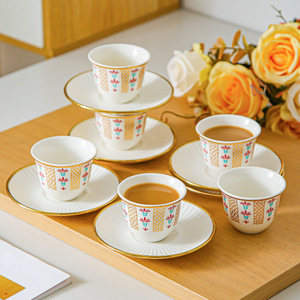 Ceramic Coffee Cup <b>Set</b> Porcelain Floral Design Oriental Style Luxury Retro Tea Party Drinkware <b>Mugs</b> With Saucers - Product Image 4