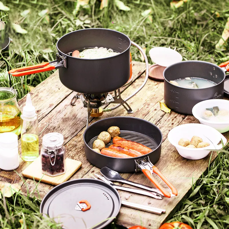 Professional Factory Cooking Pot Set Wholesale Best Price Camping Pot Set Classics Black Non Stick Pot Sets