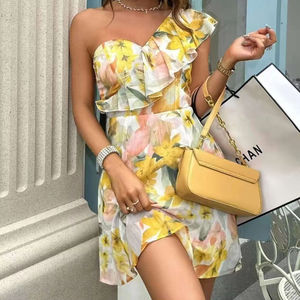 Robes décontractées longues sans manches pour femmes, été, coupe trapèze, 100% polyester, respirantes, imprimé vintage, pour les fêtes de jour - Product Image 1