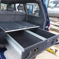 Système de tiroirs coulissants arrière 4x4 tout-terrain 1000 mm à double tiroir verrouillable en métal avec glissière pour réfrigérateur pour 4x4 LC100 LX470