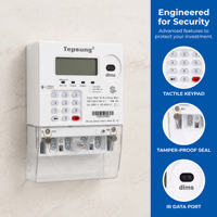 Compteur d'énergie monophasé Tepsung M-1201 220V 60A avec écran LCD, RS485, clavier STS, prépayé avec protocole DLMS