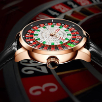 Montre mécanique automatique de luxe pour homme, avec cadran en saphir, jeu de roulette européen, cadran diamanté, bracelet en cuir