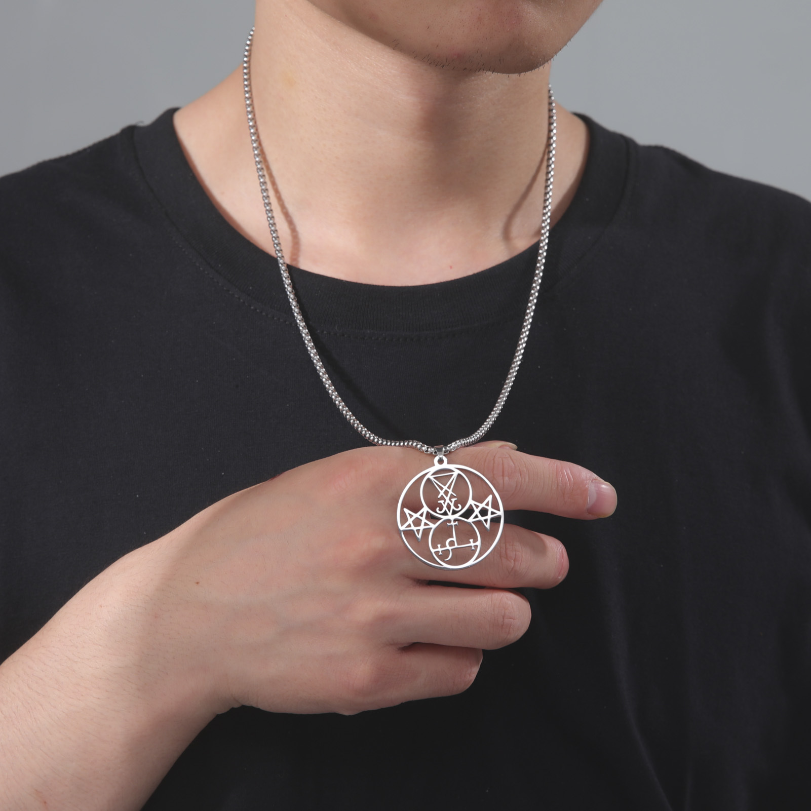 Collier Pentagramme Bélier Tête De Diable - Chaîne 50 Cm, Style Gothique, Neuf Avec étiquettes