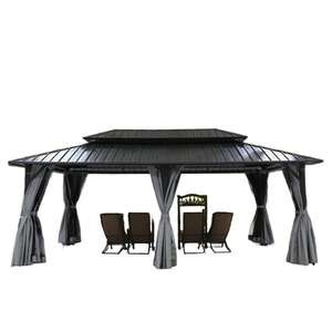 Gazebo con Estructura de Aluminio, Pérgola con Techo Doble de Metal, Muebles de Exterior, Pabellón con Techo Rígido, Protección Contra Mosquitos, Mandela 118 - Product Image 4
