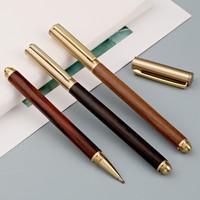 Stylo bille professionnel en bois haut de gamme avec porte-stylo, encre noire 0,5 mm, logo rétro, stylo promotionnel