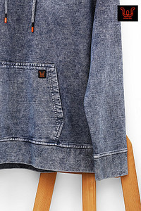 Sweat à capuche en denim tricoté pour homme, mélange de coton premium, sweat à capuche décontracté avec poche kangourou - Product Image 3