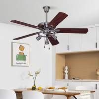 Ventilateur de plafond électrique à 5 pales avec lumière, design antique en métal, moteur AC, pour chambre à coucher, salon