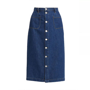<span class=keywords><strong>Gonna</strong></span> <span class=keywords><strong>Midi</strong></span> in cotone <span class=keywords><strong>Denim</strong></span> personalizzato all'ingrosso per le donne - Product Image 1