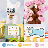 Ensemble de 120 micro-blocs de construction personnalisés, boutique d'animaux, kit de modèle de maison pour animaux, jouet éducatif STEM, briques, marque privée, cadeau pour enfants