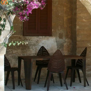 Chaise moderne en acier Corten résistant à la rouille avec motif veine de feuille, mobilier d'extérieur pour jardin, patio, école, usage commercial - Product Image 2