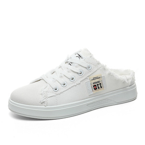 Nouvelles Demi-chaussons en toile tendance été polyvalentes Baotou Tuo respirantes à semelle épaisse rehaussée pour femmes - Product Image 2