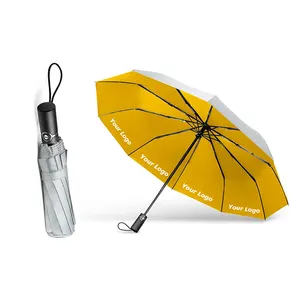 Parapluie UV personnalisé de haute qualité 3 avec impression de logo Parapluie automatique de voyage coupe-vent pliable