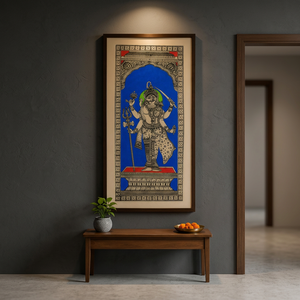 Cette peinture est une Ardhnarishwer Gauri Shankar Pattachitra, un art traditionnel, une décoration suspendue pour salon intérieur. - Product Image 5