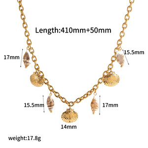 Ocean Series 18k Gold Plated Stainless Steel Chunky <b>Choker</b> Clavicle Chain Texture Pendant Necklace for Women - Product Image 5