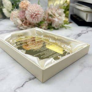 Tình yêu phong cách laser cắt gương acrylic lời mời với hộp satin làm bằng chất liệu giấy - Product Image 5