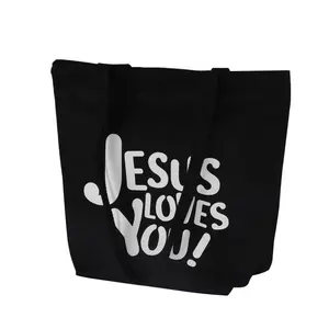 Factory Promotional Cotton Canvas Beach Bag Promotional Printed Plain Blank Black Cotton Canvas Tote Travel Bag