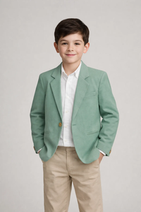 Blazer vert sauge uni pour garçons, élégant pour les occasions spéciales, blazer formel avec tissu de qualité supérieure et coupe confortable pour enfants - Product Image 4