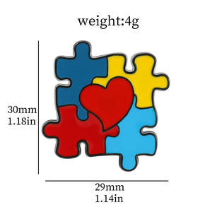 自闭症意识纪念品产品袋T恤胸针礼品珐琅拼图片LOVE徽章定制自闭症徽章 - Product Image 5