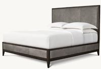 Lit mural king-size en chêne massif de luxe avec baldaquin en tissu, design européen, lit plateforme