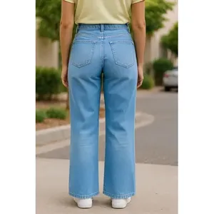 Jeans a Gamba Larga da Donna Adrenaline, Vita Alta, Elasticizzati, Traspiranti, Stile Semplice e alla Moda - Product Image 3