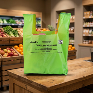 Bolsas de Compras Reutilizables de Plástico PE con Corte en U, Marca UKHI, Personalizadas, Sellado Térmico, Estampado en Caliente, Reciclables, para Supermercados - Product Image 1