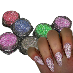 Ensemble de poudre scintillante réfléchissante 8 couleurs Sparkle Diamond Nail Glitter Dust Shiny Sugar Nail Powder Tremping Pigment Loose Nail - Product Image 2