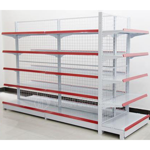 Estante de supermercado de góndola de panel trasero de malla de alambre de doble cara de alta resistencia en acero de madera de metal-Estante de supermercado de un solo lado - Product Image 6