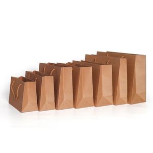 Bolsas de Compra de Papel Kraft Reciclables y Biodegradables Ecológicas de Fábrica LH con Asas de Cuerda de Algodón para Venta Minorista Diaria - Product Image 2
