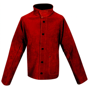 Veste anti-chaleur en polyester rouge, col montant, fermeture à boutons, résistance à la chaleur 200°C-500°C, protection de niveau C pour atelier d'usine - Product Image 1