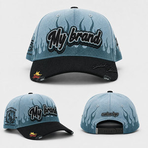 Casquette de baseball en denim délavé avec visière en velours côtelé, 6 panneaux, fermeture <span class=keywords><strong>snapback</strong></span>, broderie <span class=keywords><strong>LA</strong></span>, vente en gros, logo personnalisé, fournisseur direct d'usine OEM - Product Image 2