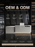Comptoir de réception scandinave moderne en MDF à panneaux cannelés avec armoire de rangement et base lumineuse LED – Ensemble complet pour bureau commercial et spa
