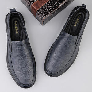 Autumn Breathable Head Toe Men's Leather <b>Shoes</b> Slip-On Wear-resistant Non-slip <b>Soft</b> <b>Sole</b> Business Casual Middle-aged Elderly - Product Image 3