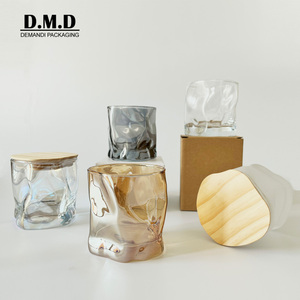 New empty unique clear frosted grey amber glass candle jars 8oz candle jars 8 oz glass jar for scented candle