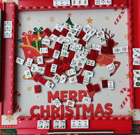 Tuiles de Mahjong Américaines en Acrylique Motif Renne de Noël, 160 Pièces, Ensemble de Mahjong avec Motif Arbre de Noël, Jeu de Société Familial pour les Fêtes